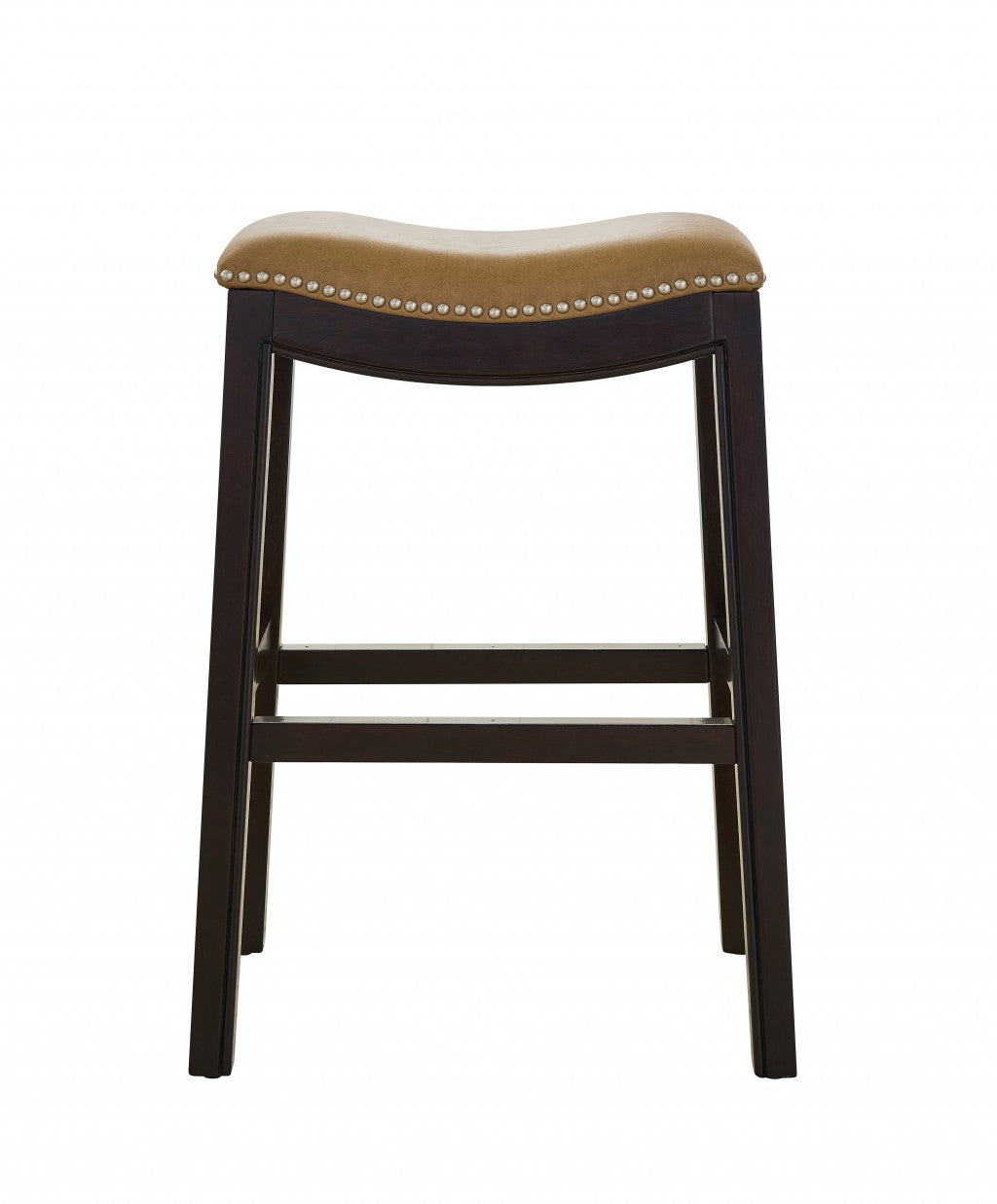 26" Tan and Espresso Solid Wood Backless Bar Height Bar Chair-3
